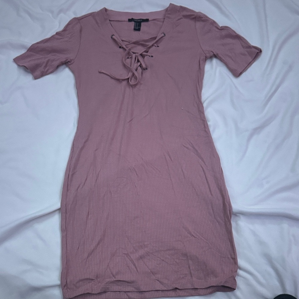 Forever 21 Mauve Lace-Up Mini Dress